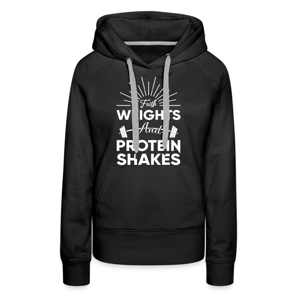 Women’s Premium Hoodie "Faith Weights And Protein Shakes" - black