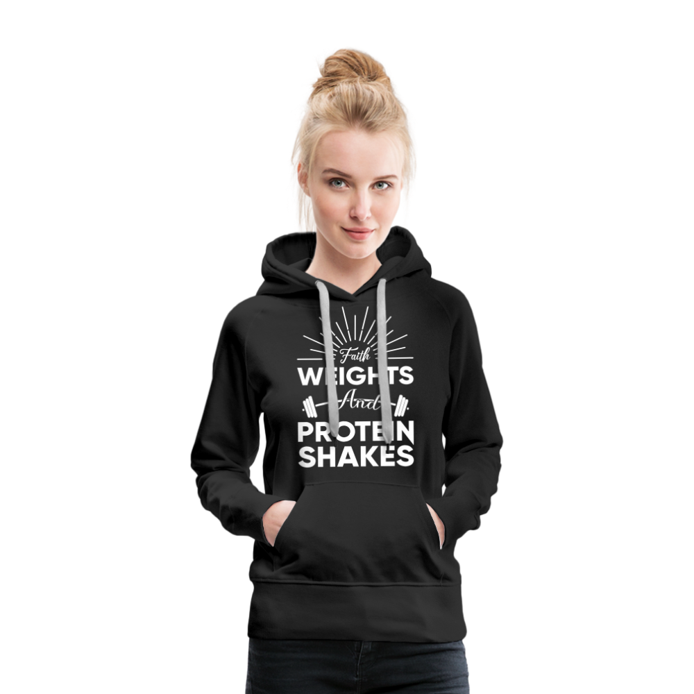 Women’s Premium Hoodie "Faith Weights And Protein Shakes" - black