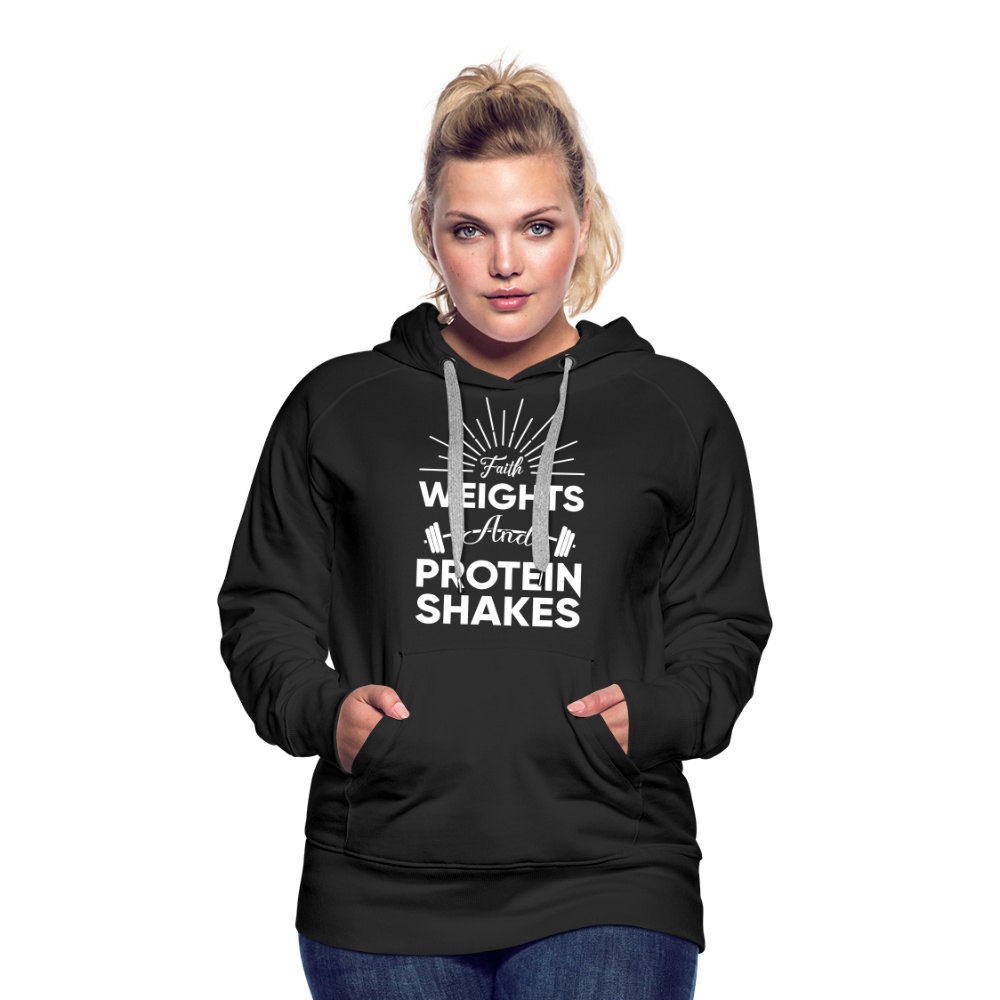 Women’s Premium Hoodie "Faith Weights And Protein Shakes" - black