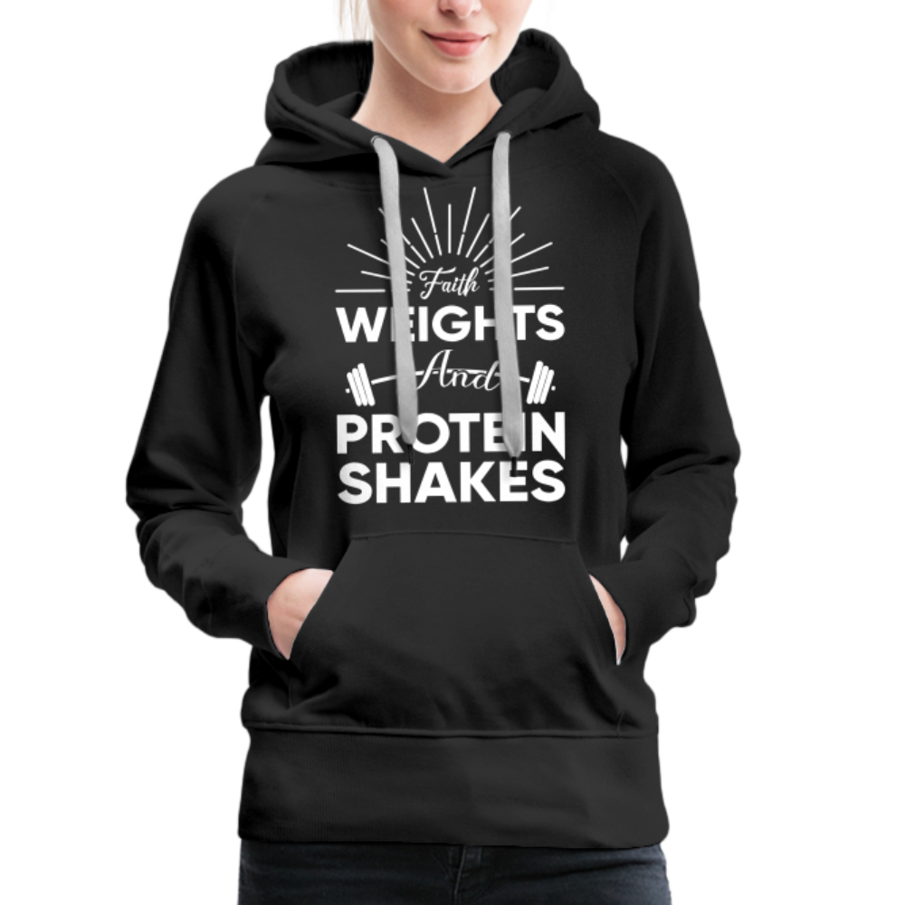 Women’s Premium Hoodie "Faith Weights And Protein Shakes" - black