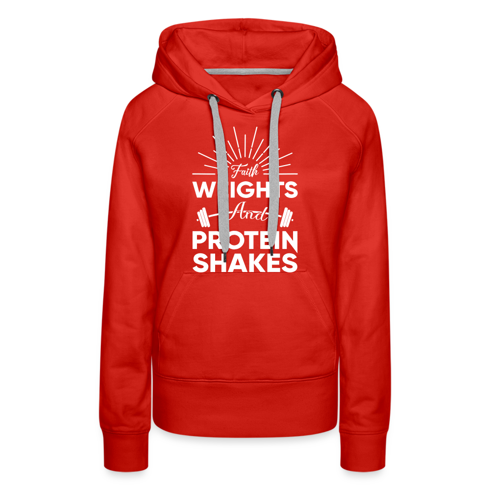 Women’s Premium Hoodie "Faith Weights And Protein Shakes" - red