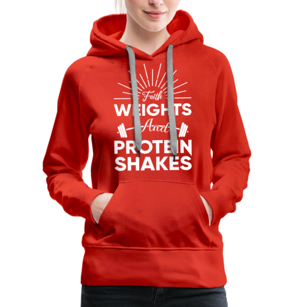 Women’s Premium Hoodie "Faith Weights And Protein Shakes" - red