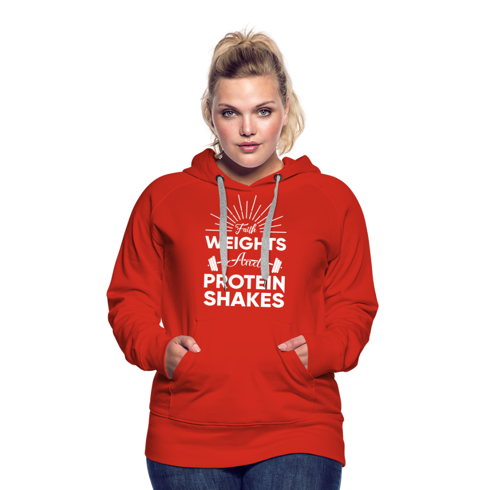 Women’s Premium Hoodie "Faith Weights And Protein Shakes" - red