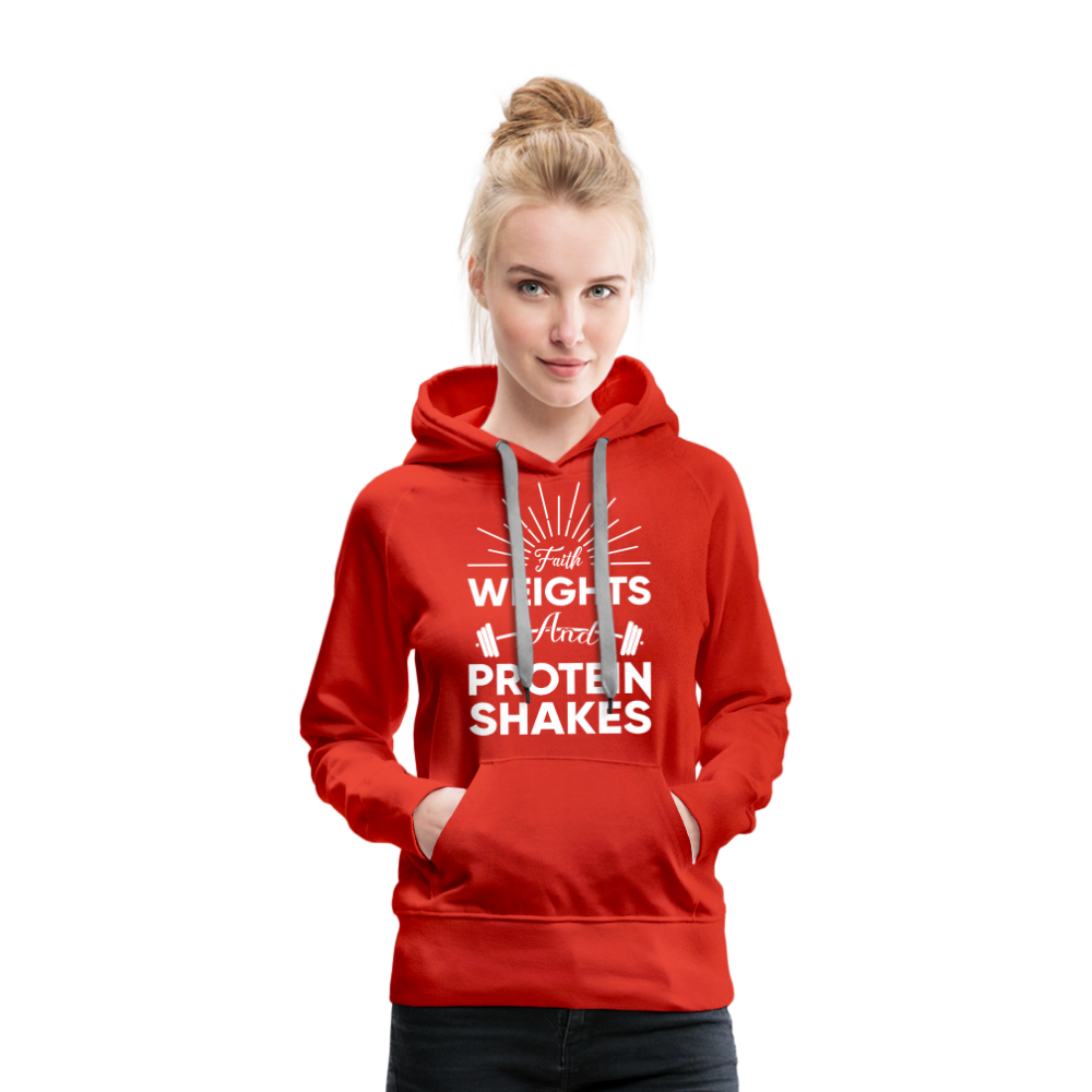 Women’s Premium Hoodie "Faith Weights And Protein Shakes" - red