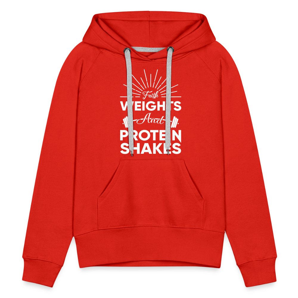 Women’s Premium Hoodie "Faith Weights And Protein Shakes" - red