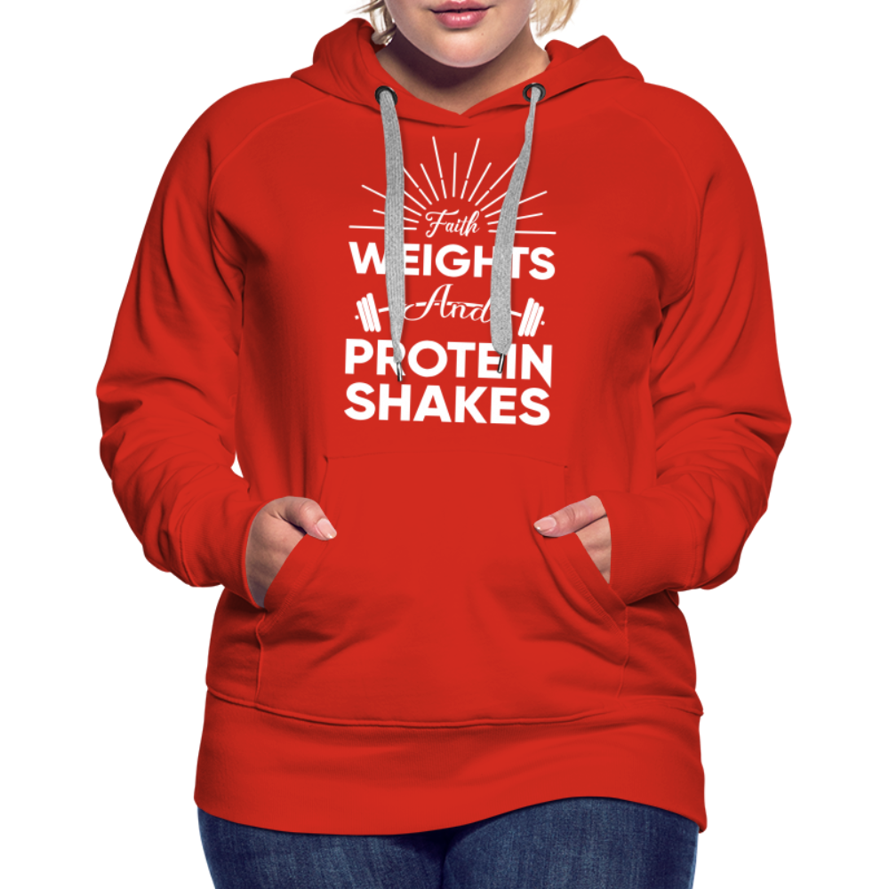 Women’s Premium Hoodie "Faith Weights And Protein Shakes" - red