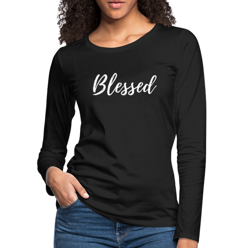 Women's Premium Long Sleeve T-Shirt "Blessed" - black