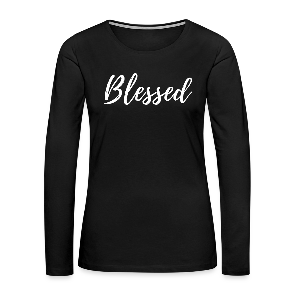 Women's Premium Long Sleeve T-Shirt "Blessed" - black