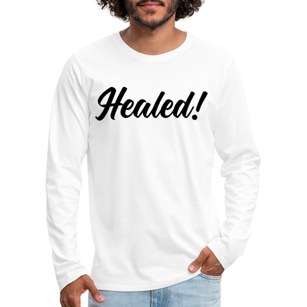 Men's Premium Long Sleeve T-Shirt "Healed" - white