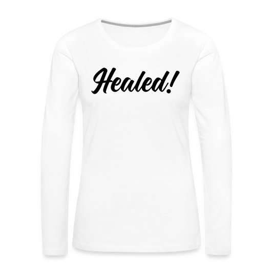 Women's Premium Long Sleeve T-Shirt "Healed" - white